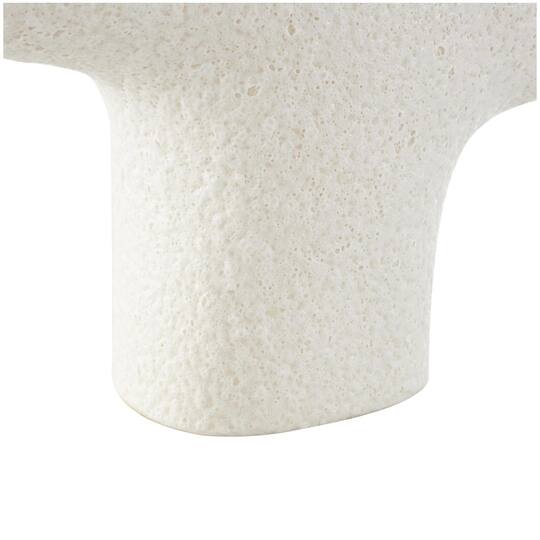 14" Speckled White Abstract Curved Ceramic Vase with Dual Openings